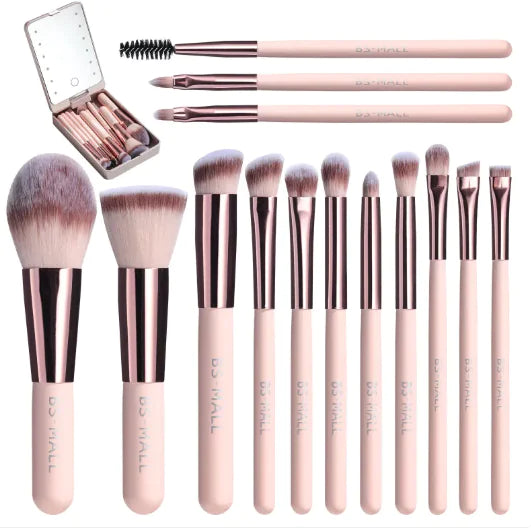 ✨ Kit de Pincéis com Espelho Luminoso