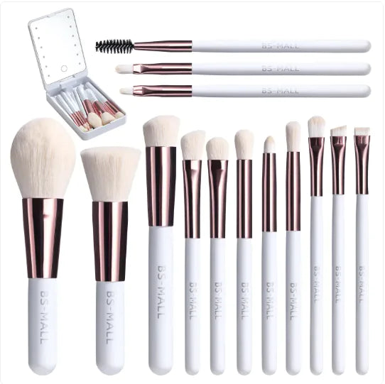 ✨ Kit de Pincéis com Espelho Luminoso